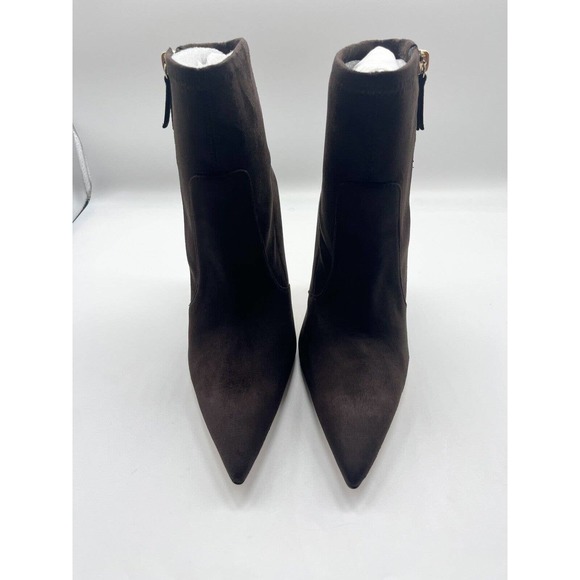NWT Good American The Icon Bootie Chocolate Brown Suede Heeled Booties Sz 8 - Picture 6 of 9